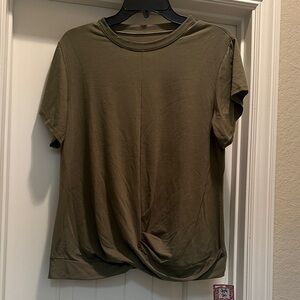 Olive Green Short Sleeve Twist Hem Top